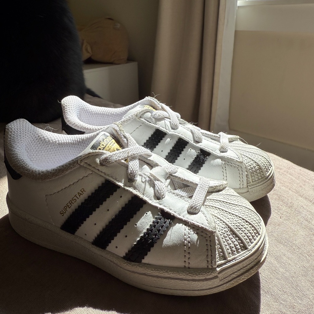 Adidas Superstar White and Black Kids' Shoes